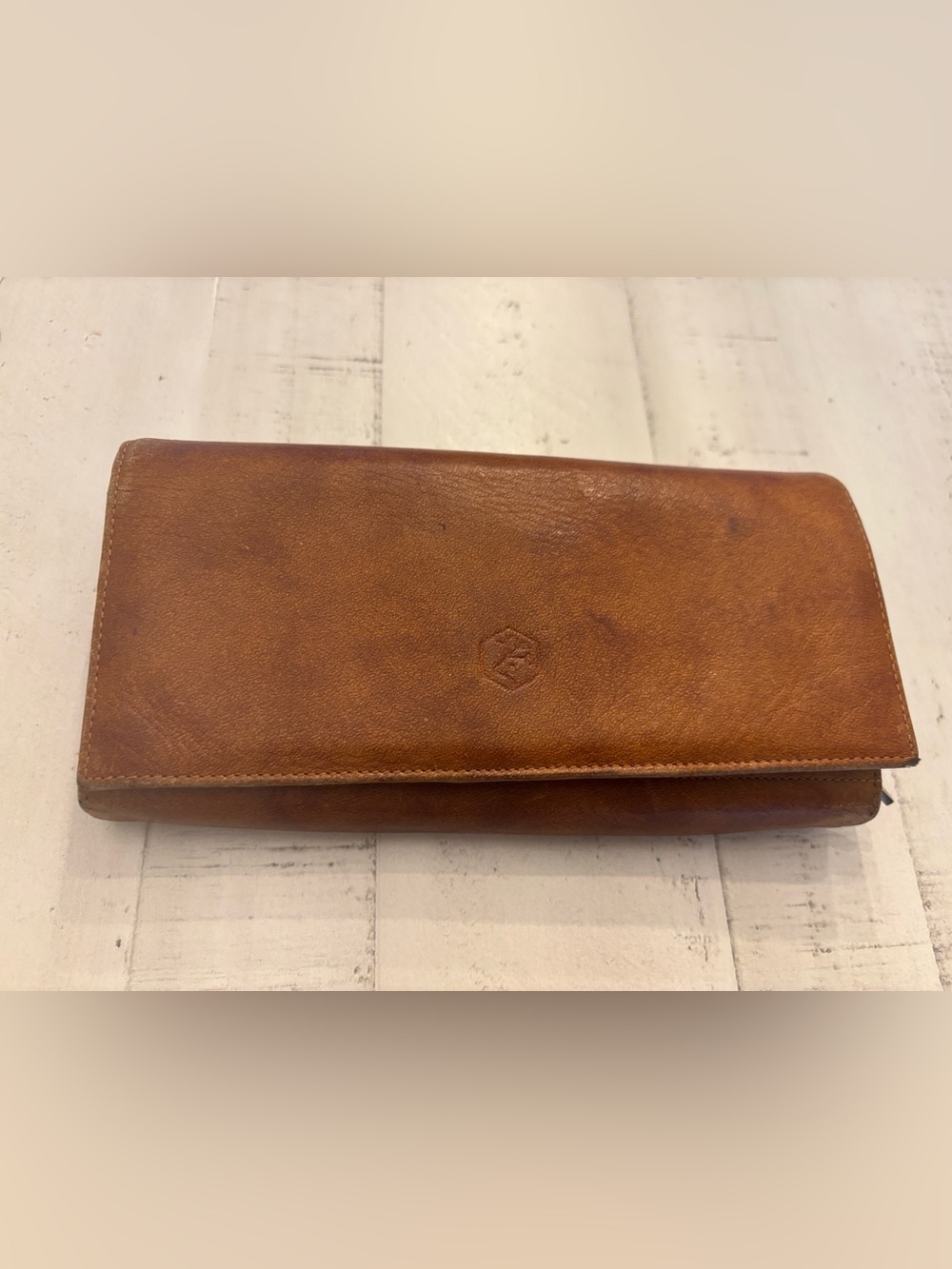 VALENTINA High Quality Genuine Leather Wallet in Cognac Brown, Made in Italy